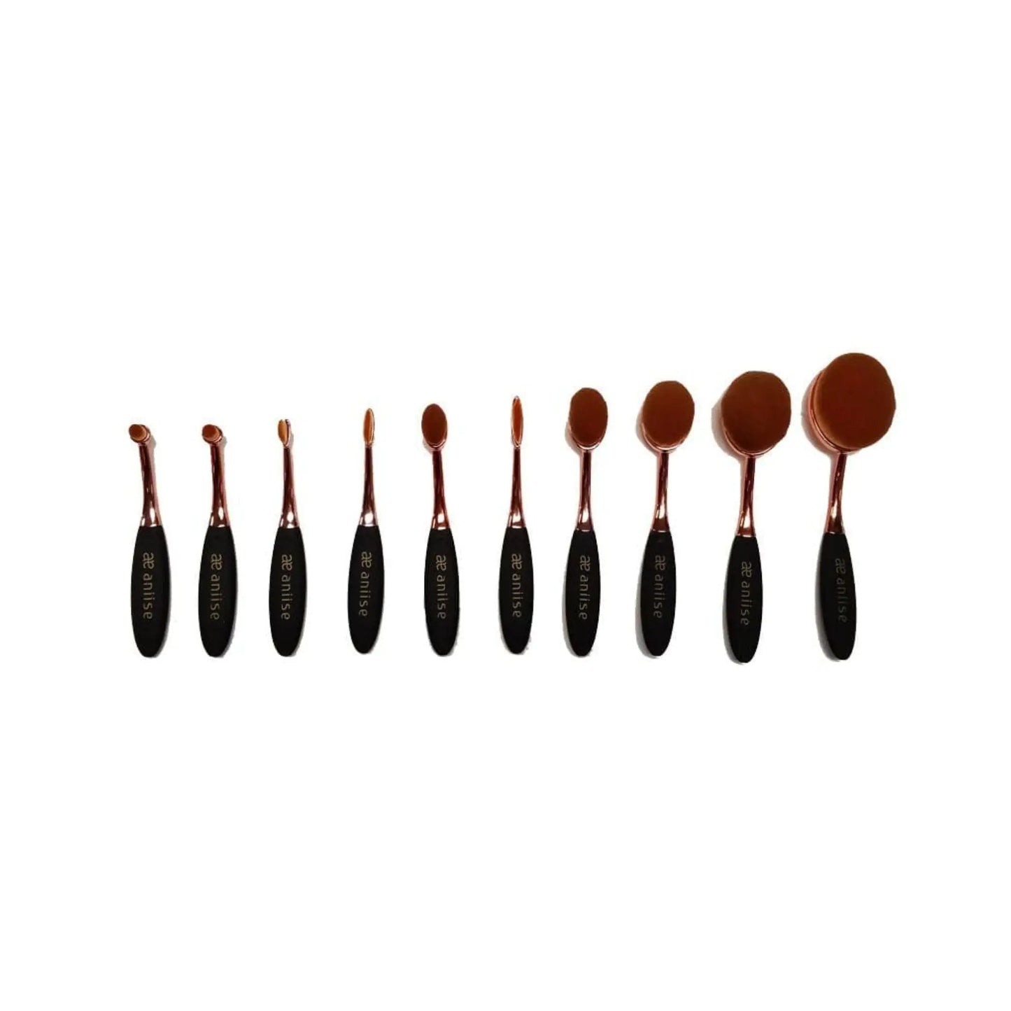 Synthetic Oval Makeup Brush Set - 10 Piece - Radiance & Rouge